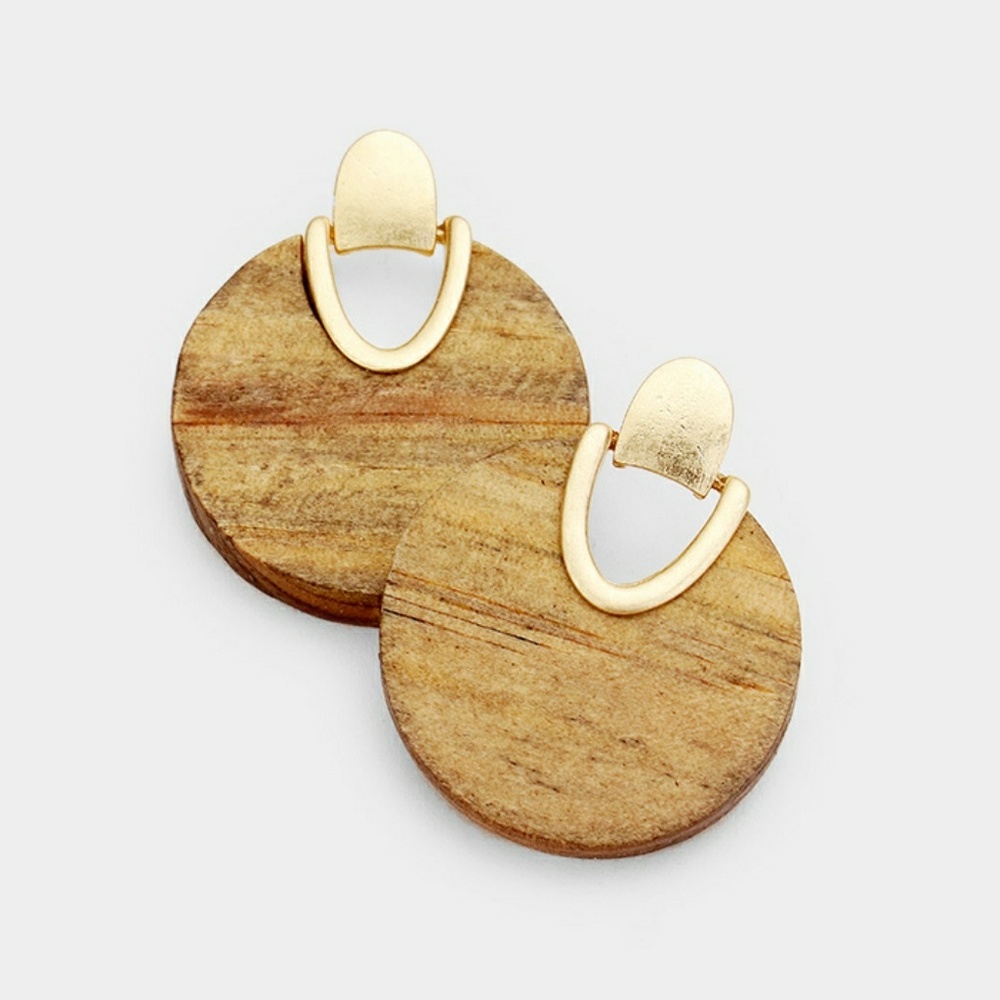 Light Brown Wood Post Earrings